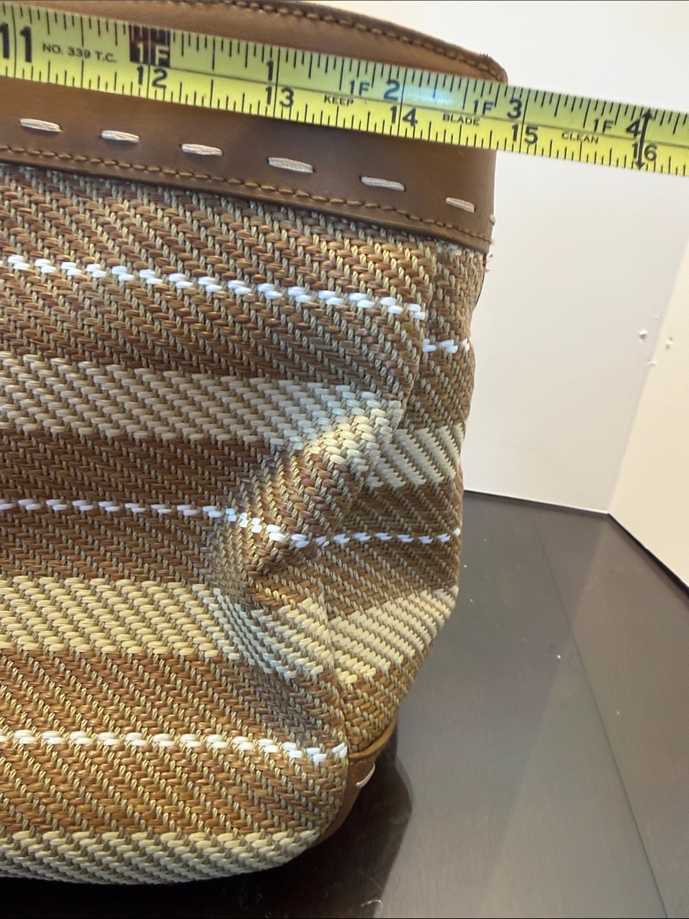 Valerie Stevens Brown and Cream Striped Woven Tote NWT - Picture 2 of 12